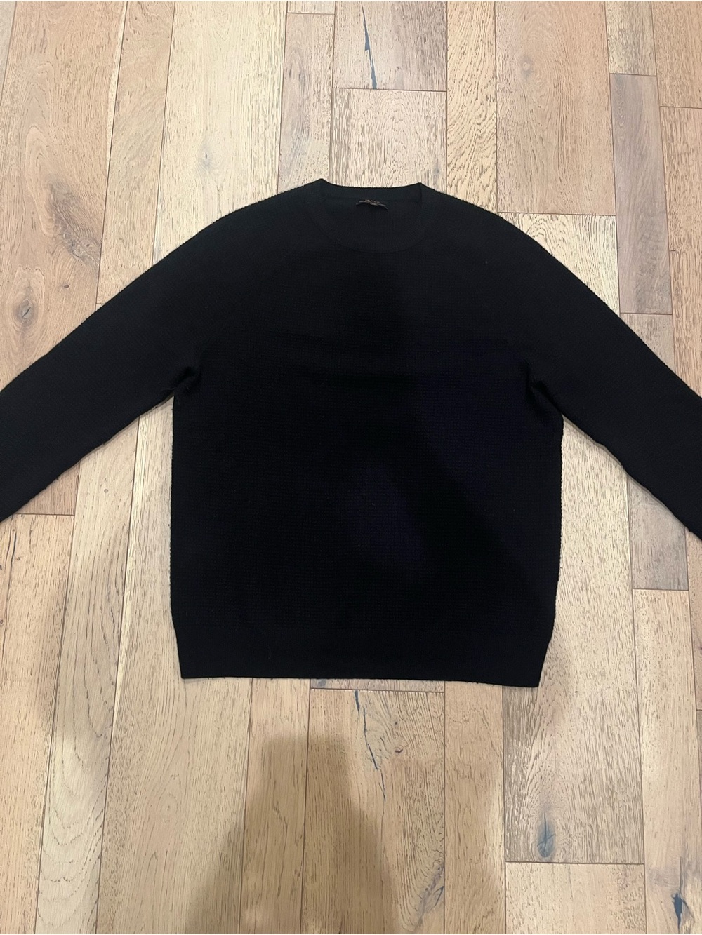 Quince black Mongolian Cashmere Waffle Sweatshirt